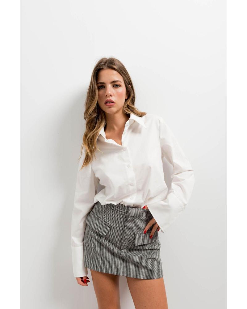 CAMISA PUNTOSALAO POPELINE BRANCA COM FECHO DE BOTÕES BLANCO