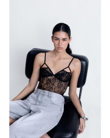 PUNTOSALAO BODY IN PIZZO NERO NEGRO