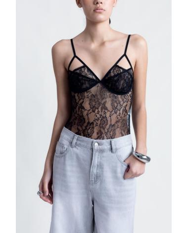PUNTOSALAO BODY IN PIZZO NERO NEGRO