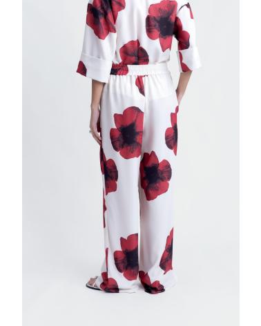 BLUSA MANGA LARGA PUNTOSALAO ESTAMPADO FLORAL BEIGE Y ROJO BEIGE