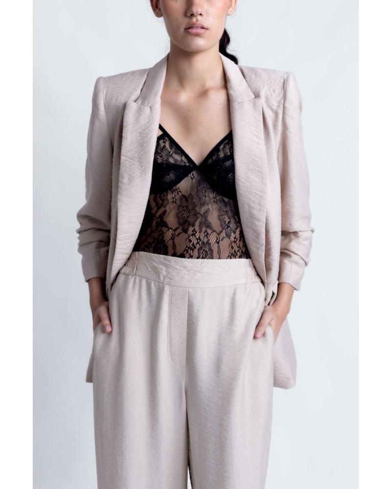 PUNTOSALAO TEXTURED BLAZER LIGHT BROWN TONE ELEGANT BLANCO