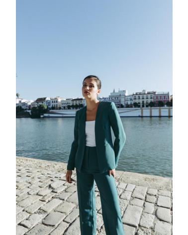 PUNTOSALAO FITTED LAPEL-LESS BLAZER GREEN VARIOS COLORES