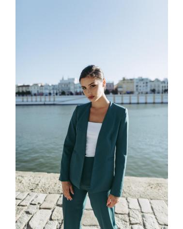 PUNTOSALAO FITTED LAPEL-LESS BLAZER GREEN VARIOS COLORES