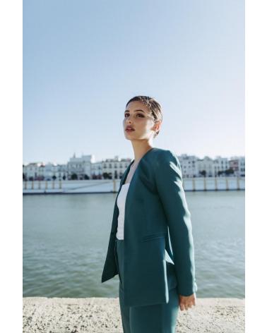PUNTOSALAO FITTED LAPEL-LESS BLAZER GREEN VARIOS COLORES