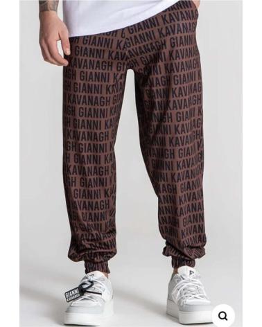 GIANNI KAVANAGH TRACKSUIT BOTTOMS WITH TAG LOGO PATTERN BROWN MARRON