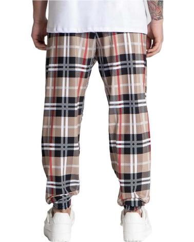GIANNI KAVANAGH TRACKSUIT BOTTOMS BRITISH BEIGE TARTAN PRINT MULTICOLOR