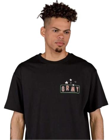 GRIMEY BLACK SHORT-SLEEVE T-SHIRT WITH CHEST GRAPHIC NEGRO