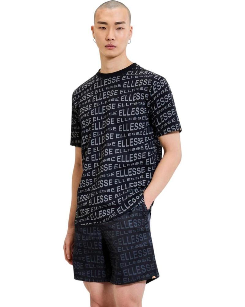 ELLESSE MAGLIETTA DISTORIA NERA CON MOTIVO LOGHI BLANCO