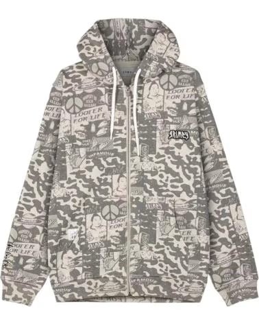 SWEATSHIRT COM CAPUZ GRIMEY VINTAGE PEACE WITHIN ALL OVER PRINT GRIS
