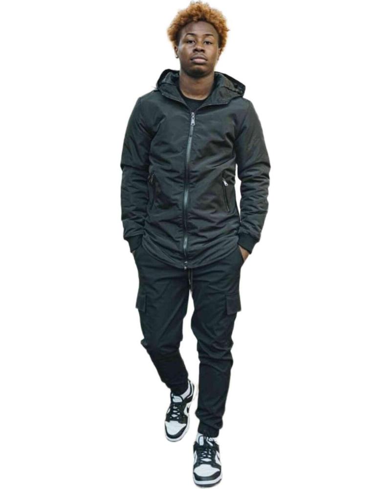FRILIVIN PANTALON LARGO CARGO CORTAVIENTOS NEGRO