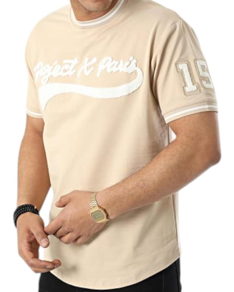 PROJECT X PARIS T-SHIRT LOGO UNIVERSITAIRE TEXTURE ÉPONGE BEIGE BEIGE