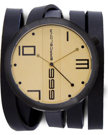 RELOJ 666BARCELONA 666-175 NEGRO CON CORREA DE PIEL ENVOLVENTE NEGRO