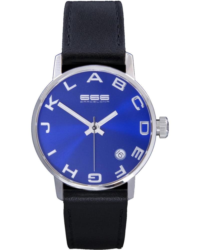 RELOJ 666BARCELONA MODELO 666-274 CON ESFERA AZUL Y CORREA NEGRA NEGRO