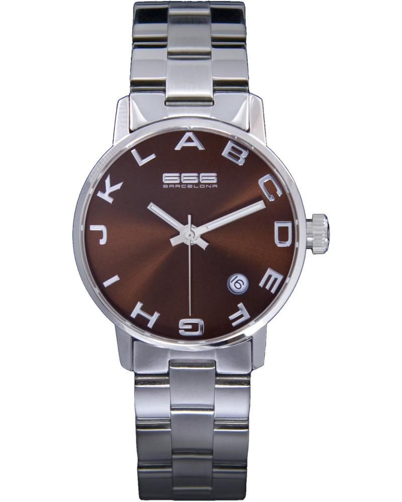 RELOJ 666BARCELONA 666-277 CON CORREA DE ACERO PLATA Y ESFERA MARRÓN PLATA