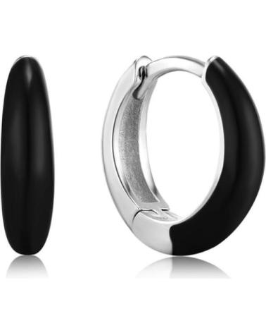 ORECCHINI A CERCHIO BICOLORE ANIA HAIE E031-02H-K IN ARGENTO E SMALTO NERO