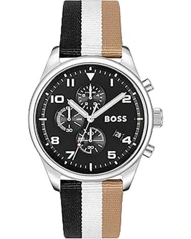 OROLOGIO BOSS 1514062 CON CINTURINO TRICOLORE NERO, BIANCO E MARRONE NEGRO BLANCO MARRON