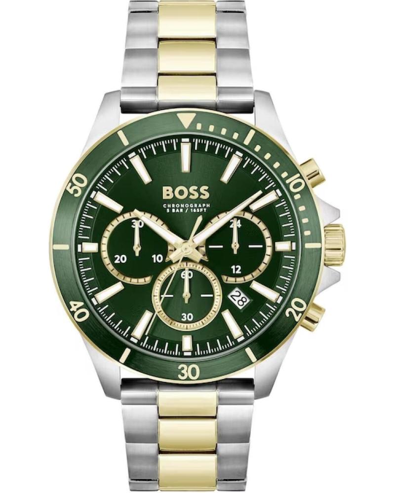 BOSS OROLOGIO CRONOGRAFO 1514154 QUADRANTE VERDE BRACCIALE BICOLORE GRIS