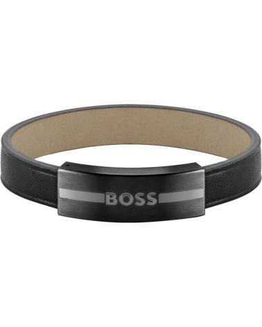 BRACCIALE BOSS 1580490M NERO CON PLACCA LOGO NEGRO