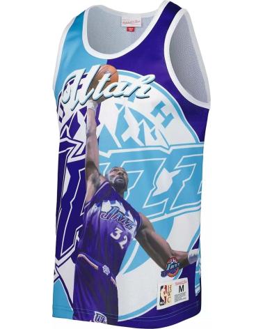 CAMISETA MITCHELL & NESS NBA UTAH JAZZ KARL MALONE SUBLIMADA AZUL AZUL