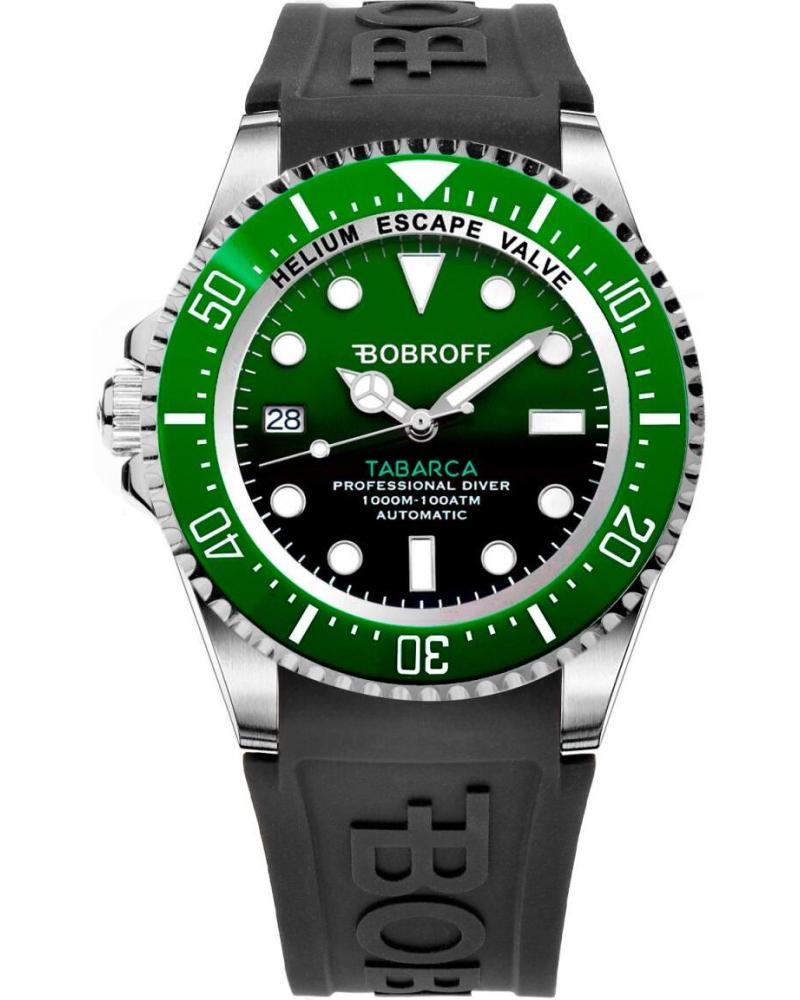 BOBROFF BF0002IBV-BFSTN UHR MIT SCHWARZEM ARMBAND UND GRÜNEM ZIFFERBLATT NEGRO