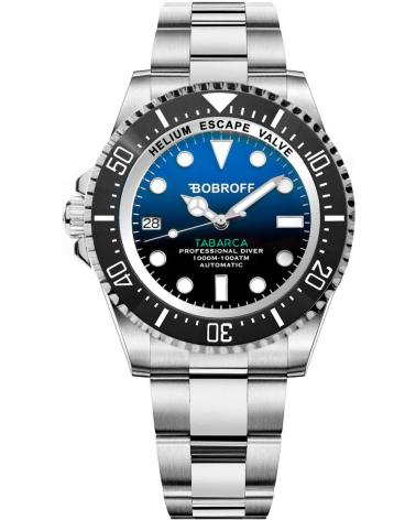 BOBROFF BF0003I WATCH WITH BLUE DIAL AND SILVER STEEL STRAP PLATEADO