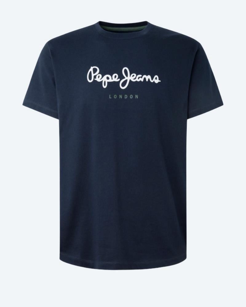 T-SHIRT PEPE JEANS LOGO BLU A MANICHE CORTE AZUL