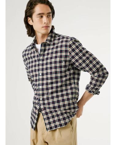 CAMICIA A QUADRI PEPE JEANS PM3090825 NERO E BIANCO AZUL