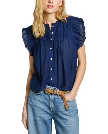 PEPE JEANS PL305028 BLUSA BLU CON VOLANT AZUL