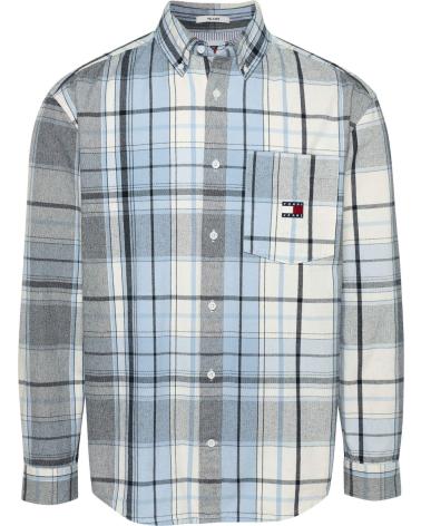 TOMMY HILFIGER KARIERTES HEMD DM0DM20597 WEISS/BLAU BLANCO