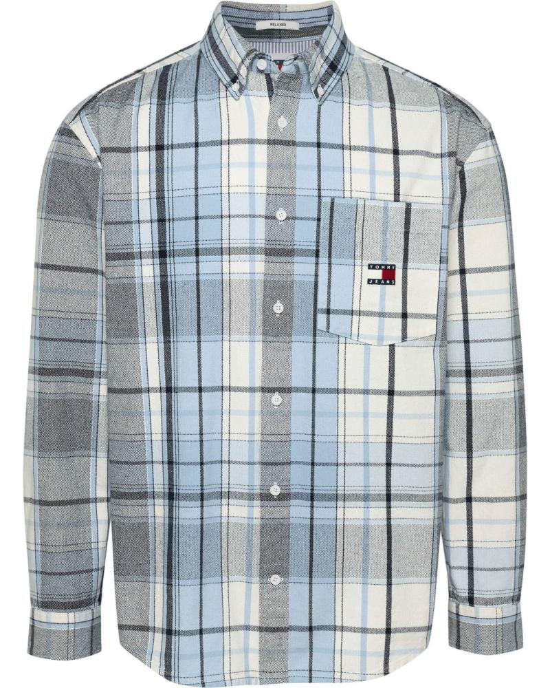 TOMMY HILFIGER KARIERTES HEMD DM0DM20597 WEISS/BLAU BLANCO