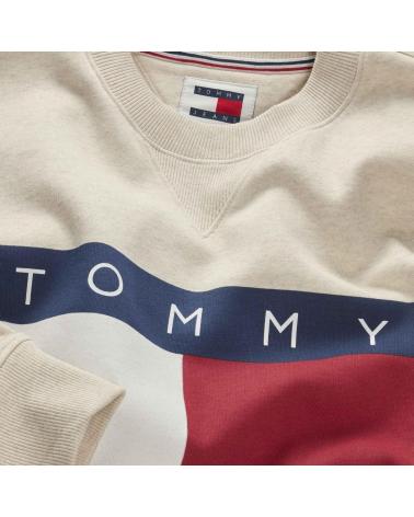 SWEATSHIRT TOMMY HILFIGER DM0DM19756 BLANC CASSÉ AVEC LOGO DRAPEAU BLANCO
