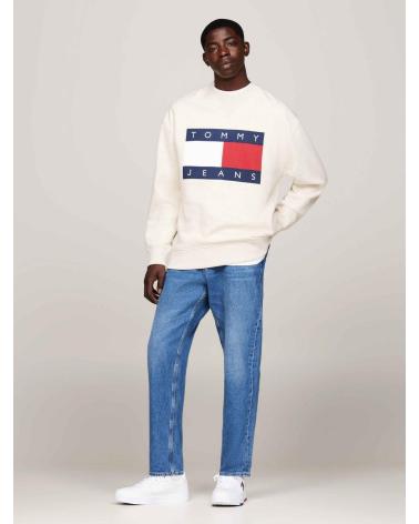SWEATSHIRT TOMMY HILFIGER DM0DM19756 BLANC CASSÉ AVEC LOGO DRAPEAU BLANCO