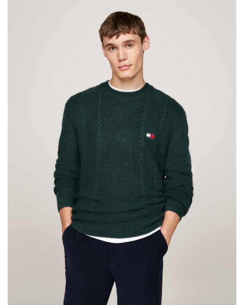 TOMMY HILFIGER DM0DM19440 DARK GREEN SWEATER WITH EMBROIDERED LOGO AZUL