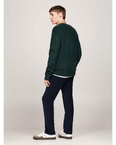 TOMMY HILFIGER DM0DM19440 DARK GREEN SWEATER WITH EMBROIDERED LOGO AZUL