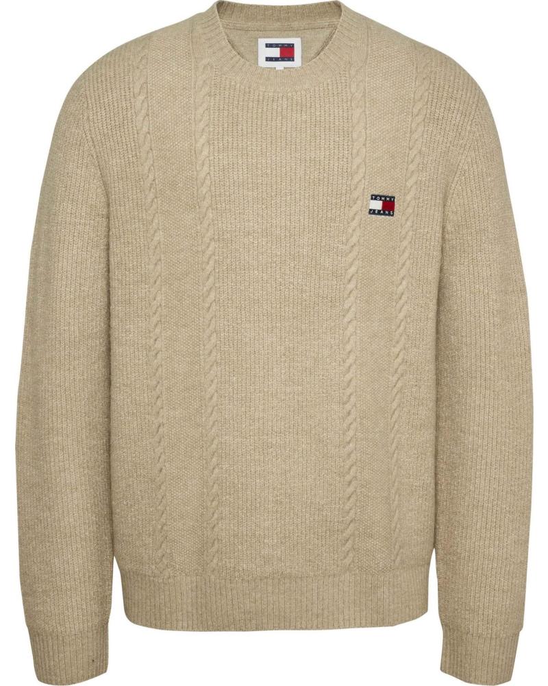JERSEY DE CUELLO REDONDO TOMMY HILFIGER BEIGE CON LOGO BORDADO BEIGE