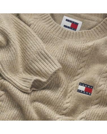 JERSEY DE CUELLO REDONDO TOMMY HILFIGER BEIGE CON LOGO BORDADO BEIGE