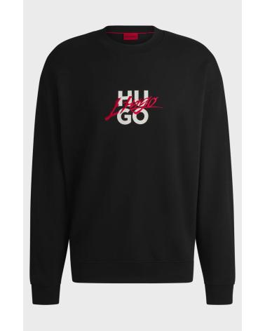 HUGO BOSS FELPA NERA CON LOGO MODELLO 50521081 NEGRO