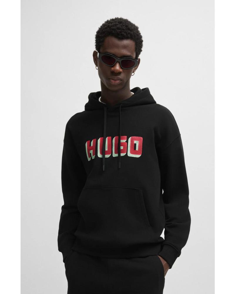 FELPA CON CAPPUCCIO HUGO BOSS 50516655 NERA NEGRO