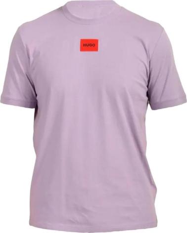 T-SHIRT HUGO BOSS 50447978 LILLA CON PATCH LOGO ROSSO MORADO