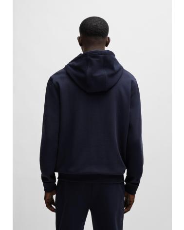 HUGO BOSS KAPUZENPULLOVER MIT REISSVERSCHLUSS 50447972 MARINEBLAU MIT ROTEM LOGO VERDE