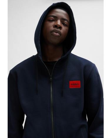 HUGO BOSS KAPUZENPULLOVER MIT REISSVERSCHLUSS 50447972 MARINEBLAU MIT ROTEM LOGO VERDE