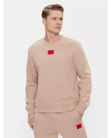 FELPA HUGO BOSS 50447964 BEIGE CON LOGO ROSSO BEIGE