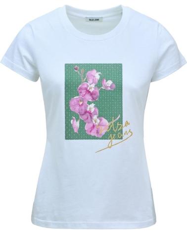 SALSA KURZARM-T-SHIRT WEISS MIT BLUMENMUSTER - MODELL 21009638 BLANCO