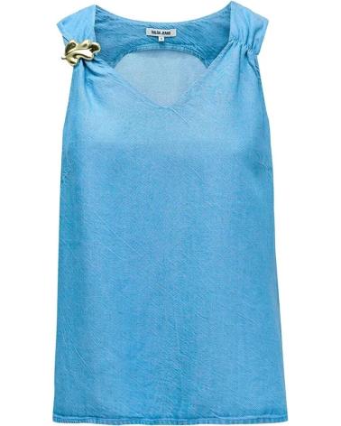 SALSA SLEEVELESS BLOUSE 21009414 BLUE WITH METALLIC DETAIL AZUL