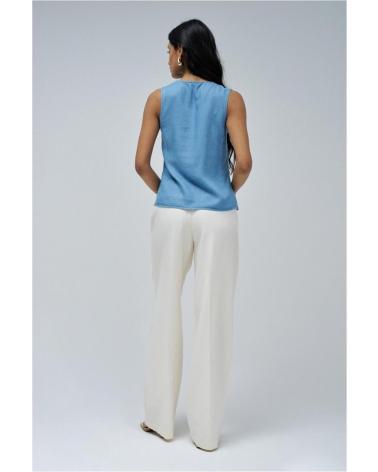 SALSA SLEEVELESS BLOUSE 21009414 BLUE WITH METALLIC DETAIL AZUL