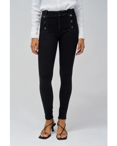 SALSA JEANS SKINNY A VITA ALTA CON BOTTONI, NERO - RIF. 21008380 NEGRO