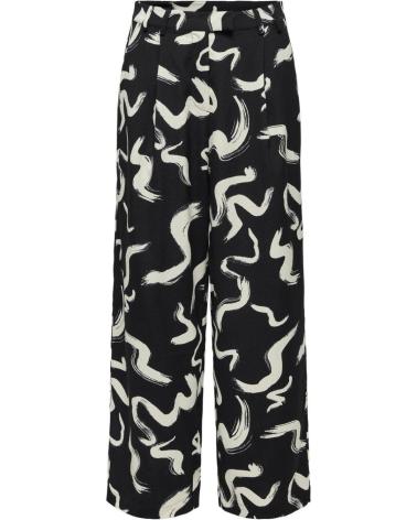 ONLY PANTALONE LARGO STAMPATO 15330246 - NERO E BEIGE BEIGE