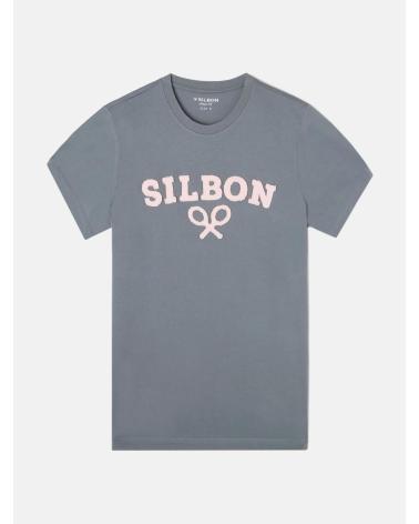 T-SHIRT SILBON MODELLO 130932 GRIGIO CON LOGO RICAMATO GRIS