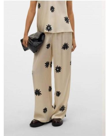 VERO MODA TROUSERS 10328712 BEIGE WITH FLORAL PRINT BEIGE