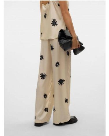 VERO MODA TROUSERS 10328712 BEIGE WITH FLORAL PRINT BEIGE